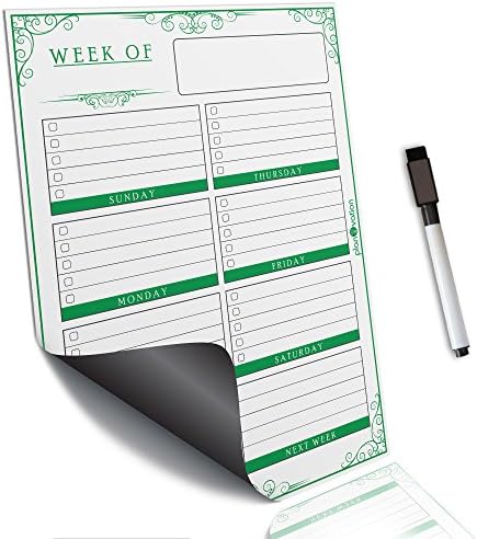 planOvation's Magnetic Dry Erase Board Weekly Planner (16"x12", Green)
