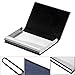 Business Card Holder Business Card Case - JuneLsy 2 Pack Luxury PU Leather and Stainless Steel Card Holder for Men and Women with Magnetic Shut Keep Business Cards Clean (Black/Blue)
