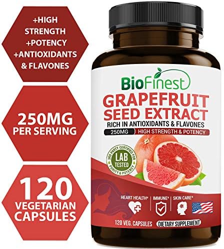 Biofinest Grapefruit Seed Extract - with Antioxidants, Flavones - Organic Gluten-Free Non-GMO - Made in USA - GSE Supplements for Digestion Health, Skin Care, Immune System (120 Vegetarian Capsules)