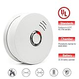 Smoke Alarms, Photoelectric Smoke Detector and Fire Alarm with Light Sound Warning 9V Battery (Included) Powered Fire Safety for Home Hotel School etc Passed UL Certification