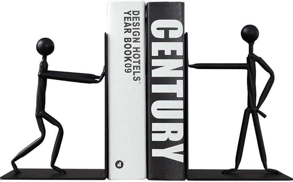 LiYL Fashion Cool Metal Human Shaped Bookends Bookshelf for School Office Stationery Gifts Supplies Books Organizer Desktop Book Holder