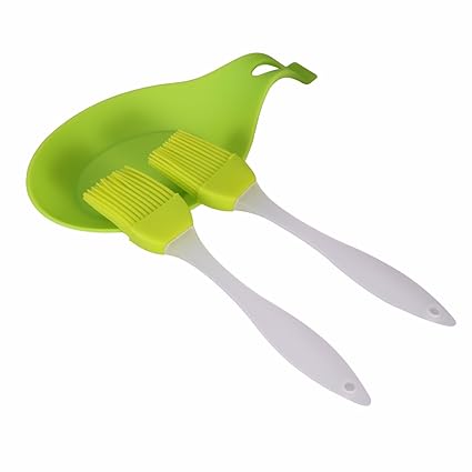 BESTOMZ Premium Silikon Pinsel Löffelablage im 3er Set – Backpinsel, Grillpinsel, BBQ-Pinsel mit einer Kochlöffelablage für I