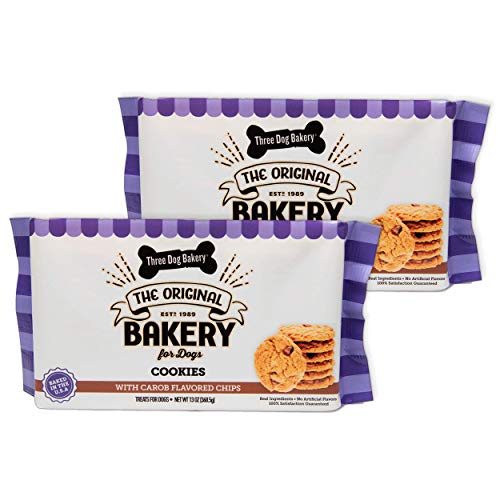 Three Dog Bakery Cookies with Carob Flavored Chips, Premium Treats for