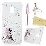 S5 Active Case,Galaxy S5 Active Case (Not for S5) - Mavis's Diary Lovely Pink Butterfly Fairy Colorful Flowers Pattern Clear Cover Hard PC Case for Samsung Galaxy S5 Active & Cute Dust Plug & Stylus