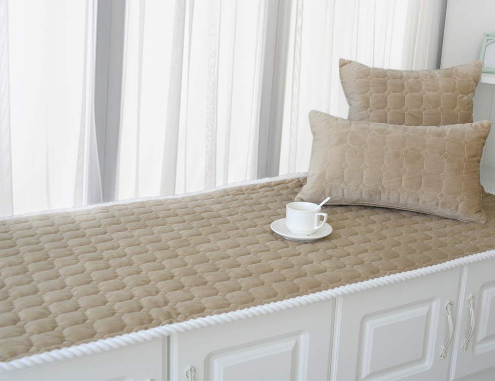 Lutanky Elegant Bay Window Seat Cushion Windowsill Pad Simple Velvet Tatami Mats Couch Slipcover Non-Slip Sofa Protector Cover Soft Floor Mats (coffee 2, 70x150cm(27x59inch))