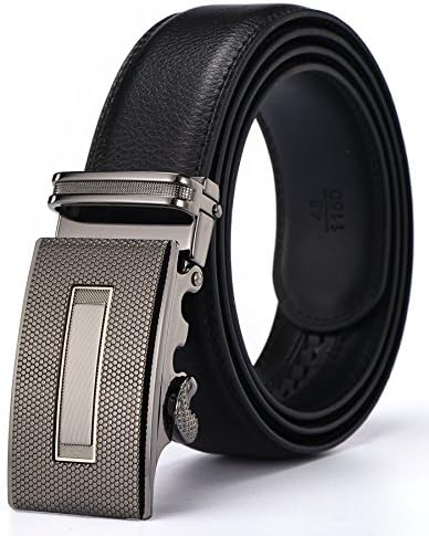 KMBEST Men's Leather Ratchet Dress Belts with Automatic Buckle Gift Box (Waist:30-36, Black05)