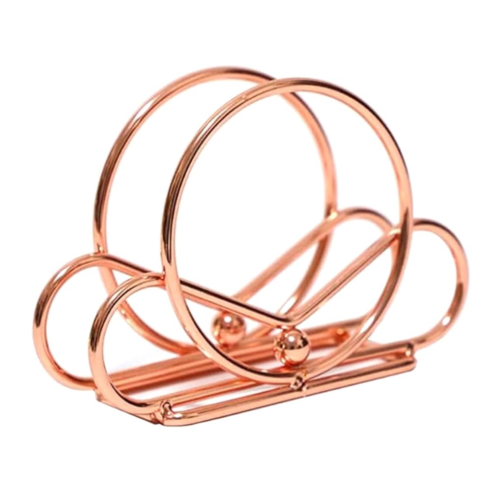 QuirkyLiving Nordic Upright Napkin Holder Upright Napkin Holder Circle Napkin Tabletop Tissue Dispenser for Kitchen Countertops Dining Table Rose Gold
