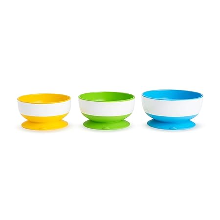 Munchkin Stay Put Schalen mit Saugfuß, 3er-Pack, mehrfarbig