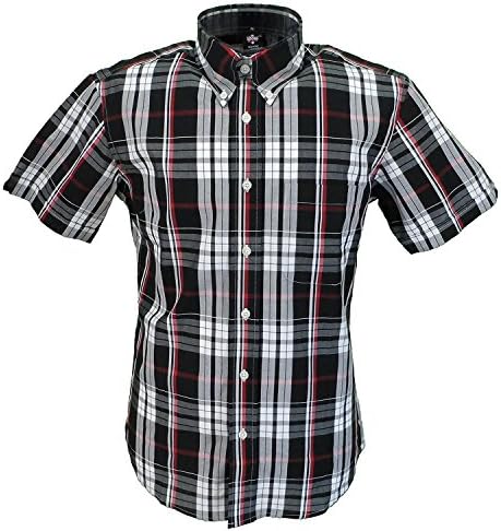 Warrior UK Men´s Short Sleeve Retro Button-Down Shirt Moore Skin Mod Punk (Medium (M) Slim-Fit)