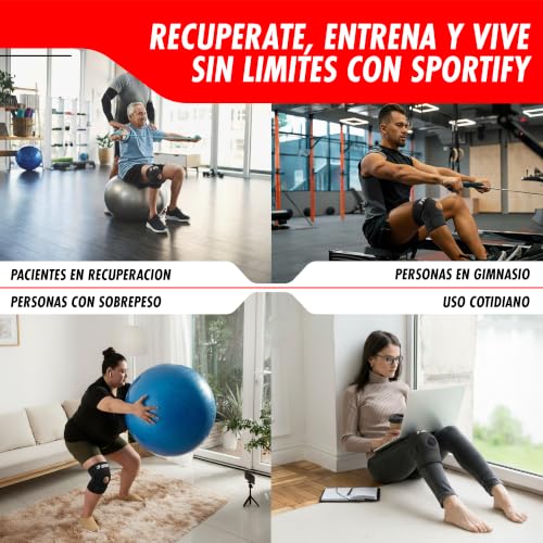 SPORTIFY Rodillera Ortopédica y Deportiva con Estabilizadores: Máximo Apoyo, Alivio del Dolor, Compresión y Transpirable para Hombres, Mujeres, Deportes, Tercera Edad y Recuperación Postoperatoria