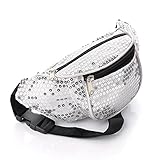 White & Silver Sequin Coloured Hip Belt Bum Bag