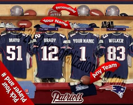 Amazon Com New England Patriots Team Locker Room Clubhouse Personlized Officially Licensed Nfl Photo Print Sports Outdoors