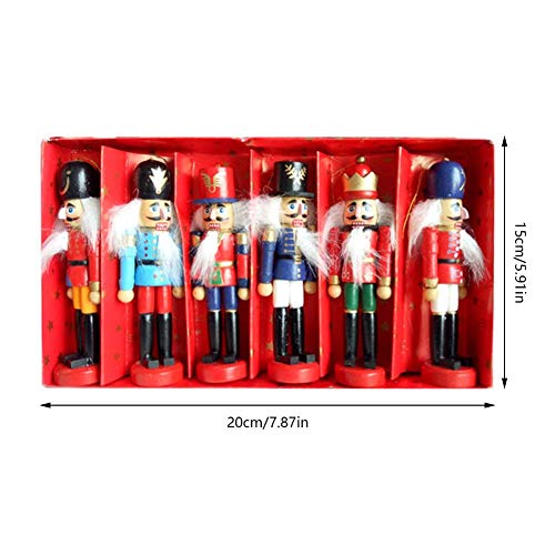 Per Newly 6PCS Wooden Soldier Christmas Nutcracker Puppet Doll Set Decoration Figurine Gift Box Ornament Decorative Toys Set - Thumbnail 2