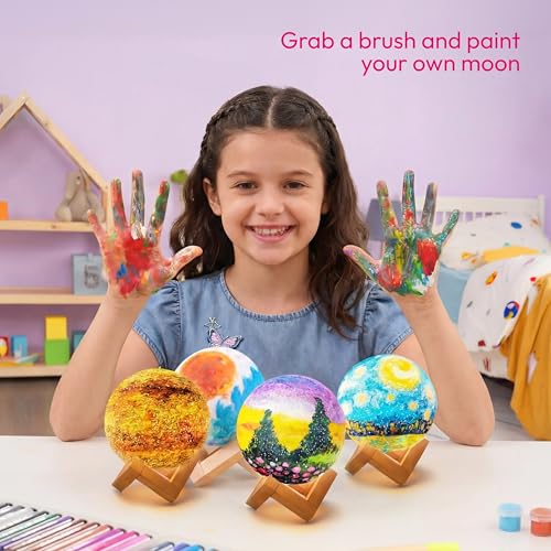 Klever Kits Craft Moon Lamp Painting Set, DIY Moon Lamp Painting Set Creative Set for Children, Craft Set Children from 6 7 8 9 10 11 12 Years, Gifts for Girls 6-12 Years, 3D Painting Night Light