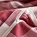 SUSYBAO 3 Pieces Duvet Cover Set 100% Natural Washed Cotton Queen Size 1 Duvet Cover 2 Pillowcases Luxury Quality Soft Comfortable Breathable Red White Checkered Plaid Print Bedding with Zipper Ties