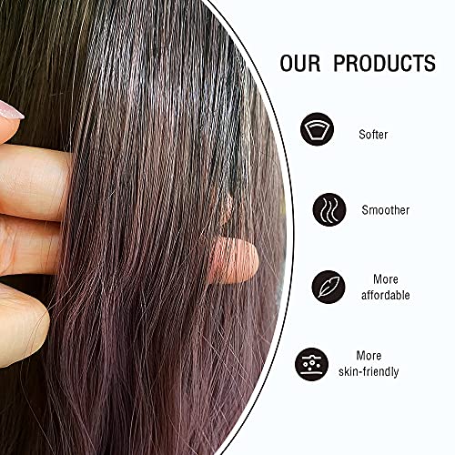 UHIBROS Long Wave Wigs With Bangs Purple For Women DarkSynthetic Long Wavy Hair Cosplay Heat Resistant Fiber Curly Hair 26inchs For Daily Party （Ombre Purple）