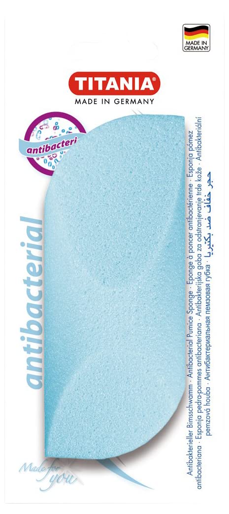 Titania Pumice Sponge Handy Moulded Antibacterial on Skin Card, Blue, pack of 1, 21 g