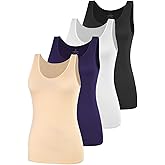 AMVELOP Basic Tank Top for Women Undershirts Sleeveless Layering Tank Top 2-4 Pack