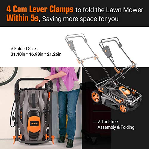 TACKLIFE Electric Lawn Mower, 16" 13 Amp Lawn Mower, 5 Mowing Heights(0