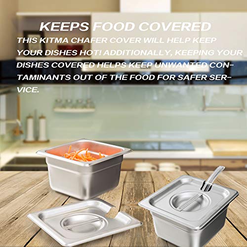 image for Kitma 1/6 Size Stainless Steel Slotted Steam Table Pan Cover, Pan Lids
