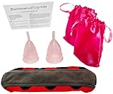 ECCOCLEAN Menstrual Cup 1 Small, 1 Large Period Cup, Organic Antibacterial Bamboo Fiber Starter Pack Maxi Pad With Bag, Reusable and Eco-friendly