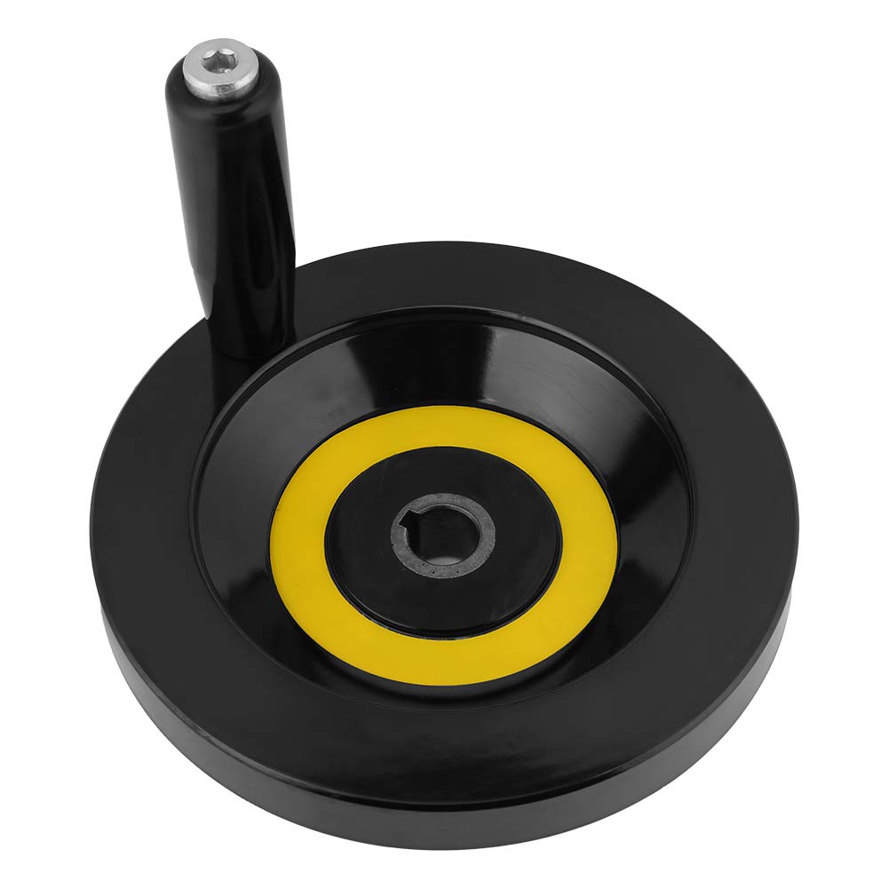 Fafeicy Hand Wheel, Black Round Bakelite Hand Wheel, Lathe Milling Machine Rear Ripple Hand Wheel, with Revolving Handle for Lathe Milling Machine (16 * 160mm), Knobs