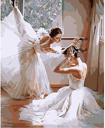 Dancing Ballet Picture Painting by Number DIY Digital Handpainted Wall Coloring by Number Canvas Arts Decorative, LuoMei, Framed