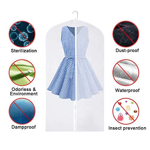 Refrze Moth Proof Garment Bags,Garment Cover,8 Pack Clear Garment Bags