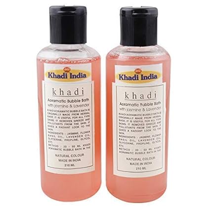 Khadi India Herbal Aoramatic Shower Gel and Bubble Bath with Jasmine & Lovender, Pack of 2x210ml