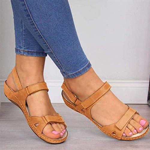 ALOVEWE Women's Orthopedic Open Toe Leather Sandals, Premium Comfy