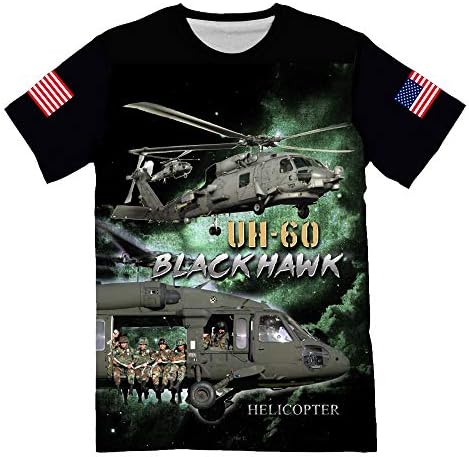 Designer U.S. Army UH-60 Blackhawk Helicopter T-Shirt for Men 3D Allover Printed