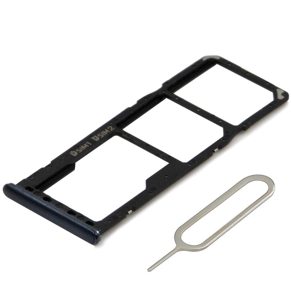 MMOBIEL DUAL SIM Card Slot Tray Holder Replacement Compatible with Samsung Galaxy A10 2019 - Incl. SIM Pin - Black