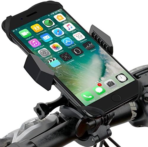 Bike mount/bike holder,bike phone holder Silicone Strap-two Mountain & Road Cradle Holder for iOS/Android phone,GPS GoPro and ATV, with One-button Released,360° Rotatable mountain bike accessories