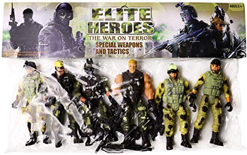 Lynkaye 6 Pcs Soldier Action Figure Toy Army Men with Weapon Accessories/ SWAT Team Figure Military Playset for Boys Girls Children Kids 3 - 12 Years Old, Great as Christmas, Birthday, Set of 6