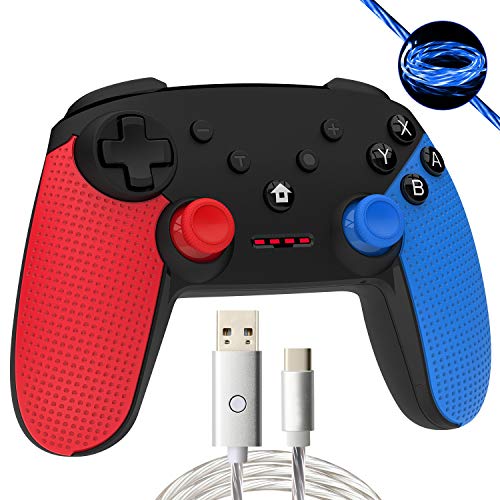 Momen Wireless Controller for Nintendo Switch, Switch Remote Pro Control Gamepads Joypad for Nintendo Switch/Switch Lite with Gyro Axis, Turbo, Vibration (Red-Blue)