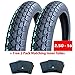 MMG Bundle Motorcycle Tires 2 Tires Size 2.50-16 (P43), Includes 2 Pack Matching Inner Tubes, Performance Motorcycles Dual On/Off Road Slightly Knobby Tread