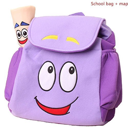 Dora Explorer Backpack Rescue Bag with Map,Dora Backpack  Pre-Kindergarten Toys Purple