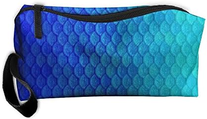 Cosmetic Bags Brush Pouch Blue Mermaid Scales Portable Makeup Bag Zipper Wallet Hangbag