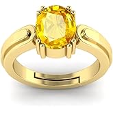 RRVGEM Yellow Sapphire Stone Ring 5.25 Carat Classic Ring For Men And Women Wedding And Party Attractive Finger Ring Indian Wear Handcrafted Lightweight Collectible Item Ideal For Birthday Gift