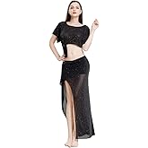 ROYAL SMEELA Belly Dance Costume for Women Belly Dancing Skirt Slit Bat Sleeve Tops Belly Dancing Outfit Carnival Costumes
