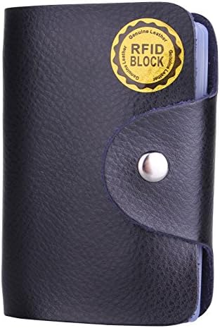 Gustt Genuine Leather Business Credit Id Card Case Bag Holder with 24 Cards Slot for Men Women Boys and Girls (black)