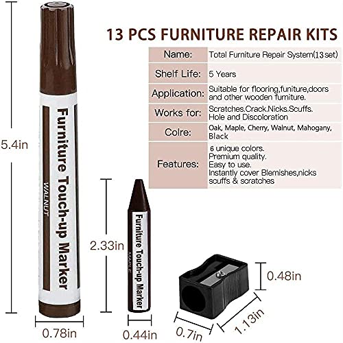Furniture Repair Kit Wood Markers Set of 12 Markers and Wax Sticks