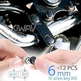 KiWAV Motorcycle Round Bolt Cap Screw Cover Plug Black for 6mm Thread Allen Head Bolts, ie M5 Allen Key
