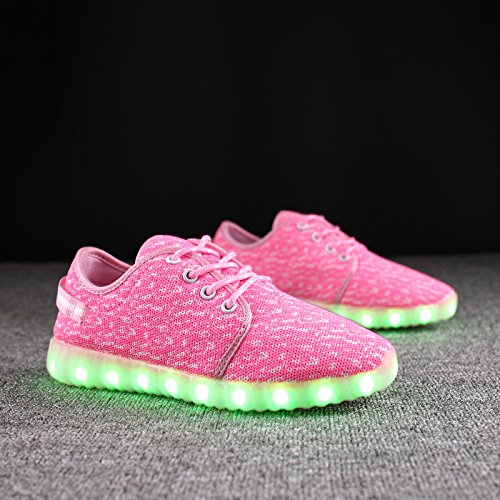 XZSPR Breathable LED 7 Colorful Light Up Shoes Flashing Sneakers for Kids Boys Girls (Little Kid/Big Kid),A3008,Pink,30