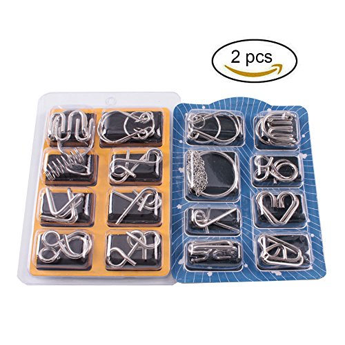 Teenitor 16 Pack Wire Puzzles,IQ Toys Brain Teaser Metal Wire Puzzles IQ Test Mind Game Toys Gift for Kids and Adults