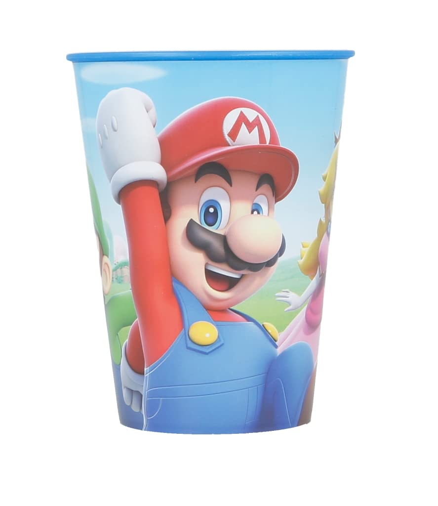 Stor Super Mario 260ml Reusable Plastic Kids Cup - Multicolored Cup for Children - Nintendo Switch Game Fans - Perfect for Every Occasion - European Style