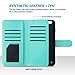 ULAK Flip Wallet Case for iPhone 6 Plus / 6S Plus 5.5 inch, Folio PU Leather Wallet Case with Multi Credit Card Holders Pockets Magnetic Closure Cover Wrist Strap, Mint Minimal Stripes