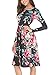Simier Fariry Women's Long Sleeve Pockets Print Floral Swing Casual Midi Dress