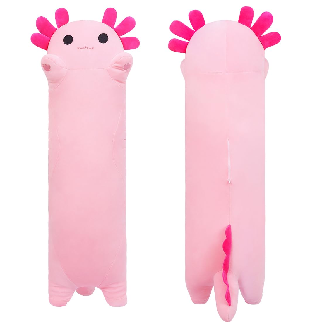 SNOWOLF Stuffed Axolotl Long Pillow Plush Animal Toys Soft Kawaii Stuff Cuddle Toy Adorable Hugging Pillow for Kids (50cm/19.6in, pink) — image 1
