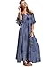 Milumia Women's Boho Off The Shoulder Swing Maxi Dress Navy Blue Large